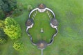 Aerial view of the Lower cemetery in Zdar nad Sazavou, Czech Republic.  UNESCO World Heritage Site in beautiful golden morning Royalty Free Stock Photo