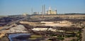 Aerial view of the Loy Yang Open cut mine and power staion showing the brown coal layers