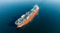 Aerial view of LPG gas ship. Gas carrier, gas tanker sailing in ocean Royalty Free Stock Photo