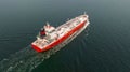 Aerial view of LPG gas ship. Gas carrier, gas tanker sailing in ocean Royalty Free Stock Photo