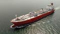 Aerial view of LPG gas ship. Gas carrier, gas tanker sailing in ocean Royalty Free Stock Photo