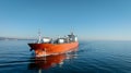 Aerial view of LPG gas ship. Gas carrier, gas tanker sailing in ocean Royalty Free Stock Photo