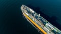 Aerial view of LPG gas ship. Gas carrier, gas tanker sailing in ocean Royalty Free Stock Photo