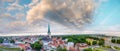 Aerial view of Lubeck at dusk, Germany Royalty Free Stock Photo