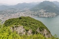 Aerial view of Lugano, Switzerland, and its surroundings, from Monte San Salvatore Royalty Free Stock Photo