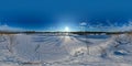 Aerial view of Lugovoy Park in Peterhof. Pink Pavilion. Winter. Blue sky. Sunny day. Panorama 360 Royalty Free Stock Photo