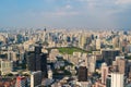 Aerial view of Lumpini park, Sathorn, Bangkok Downtown. Financial district and business centers in smart urban city in Asia. Royalty Free Stock Photo