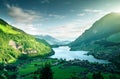 Aerial view on Lungernsee lake, Switzerland