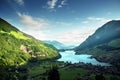 Aerial view on Lungernsee lake, Switzerland Royalty Free Stock Photo