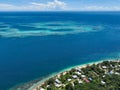 Aerial view of lush island showing tropical lving in the Torres Strait,