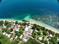 Aerial view of lush island showing tropical lving in the Torres Strait,