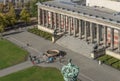 Aerial view of the Lustgarten public garden and Altes Museum from the dome of the Berlin Cathedral, Germany, on a beautiful sunny