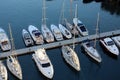 Aerial View Of Luxurious Sailing Yachts And Boats Moored In The Port Of Fontvieille In Monaco Royalty Free Stock Photo