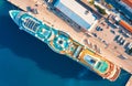 Aerial view of luxury cruise liner in port. Top view Royalty Free Stock Photo