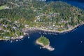 Aerial view on the luxury homes in a beautiful neighborhood by the ocean