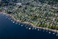 Aerial view on the luxury homes in a beautiful neighborhood by the ocean