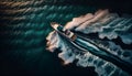 aerial view luxury motor boat