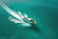 Aerial view of luxury motor boat. Speed boat on the sea Royalty Free Stock Photo