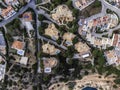 Aerial view of a luxury residential district with big villas and swimming pools along the coastline in Carvoeiro, Algarve region, Royalty Free Stock Photo