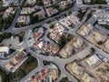 Aerial view of a luxury residential district with big villas and swimming pools along the coastline in Carvoeiro, Algarve region, Royalty Free Stock Photo