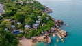 Aerial view of luxury tropical resort villas with pools on rocks near ocean in Thailand.Koh Samui. Landscape.Asia. Drone. Royalty Free Stock Photo