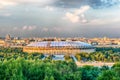 Aerial view of Luzhniki Stadium from Sparrow Hills, Moscow, Russ