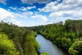 Aerial view of Luznice river in sunny day, South Bohemia Royalty Free Stock Photo