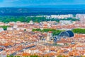 Aerial view of Lyon dominated by the National opera and town hall, France