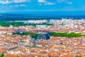 Aerial view of Lyon dominated by the National opera and town hall, France