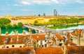 Aerial view of Lyon dominated by Part Dieu commercial center, France Royalty Free Stock Photo