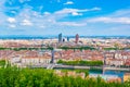 Aerial view of Lyon dominated by Part Dieu commercial center, France Royalty Free Stock Photo