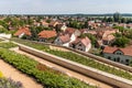 Aerial view of Lysa nad Labem town from monastery terraces, Czech Republ