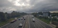 Aerial view of the M6 motorway in the United Kingdom.