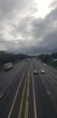 Aerial view of the M6 motorway in the United Kingdom.