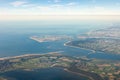 Aerial view of the Maasvlakte and Rotterdam Harbour, Europort on a sunny day