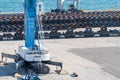 Aerial view of machineries and steel coils in the port of Setubal