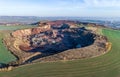 Aerial view of machinery in open gravel pit mining. Processing plant for crushed stone and gravel. Mining equipment Royalty Free Stock Photo