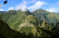 Aerial view of Machu Picchu Ancient Citadel of the Inca View from Huayna Picchu Mountain, Cusco Region, Peru Royalty Free Stock Photo