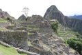 Aerial view of Machu Picchu, an Incan citadel set in the Andes Mountains in Peru Royalty Free Stock Photo