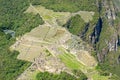 Aerial view of Machu Picchu ruins from Huayna mountain, Peru Royalty Free Stock Photo