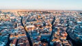 Aerial view of Madrid city centar at sunset. Architecture and landmarks of Madrid. Cityscape of Madrid,Popular tourist attraction Royalty Free Stock Photo