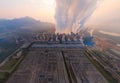 Aerial view of Mae Moh Coal Power Plant with smoke and toxic air from chimney. Factory industry. Electricity tower in energy or Royalty Free Stock Photo