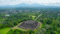 Aerial view of the Magnificent Borobudur temple. The world`s largest Buddhist monument