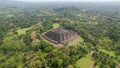 Aerial view of the Magnificent Borobudur temple. The world`s largest Buddhist monument, in Central Java. Central Java, Indonesia,