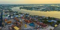 Aerial view of Mahachai Town in Samuth sakorn outskirt Bangkok Thailand Royalty Free Stock Photo