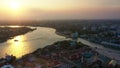 Aerial view of Mahachai Town in Samuth sakorn outskirt Bangkok Thailand