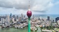 Aerial view of the main attraction, the Lotus Tower in the capital of Sri Lanka, Colombo Royalty Free Stock Photo