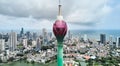 Aerial view of the main attraction, the Lotus Tower in the capital of Sri Lanka, Colombo Royalty Free Stock Photo