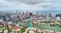 Aerial view of the main attraction, the Lotus Tower in the capital of Sri Lanka, Colombo Royalty Free Stock Photo