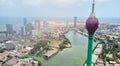 Aerial view of the main attraction, the Lotus Tower in the capital of Sri Lanka, Colombo Royalty Free Stock Photo